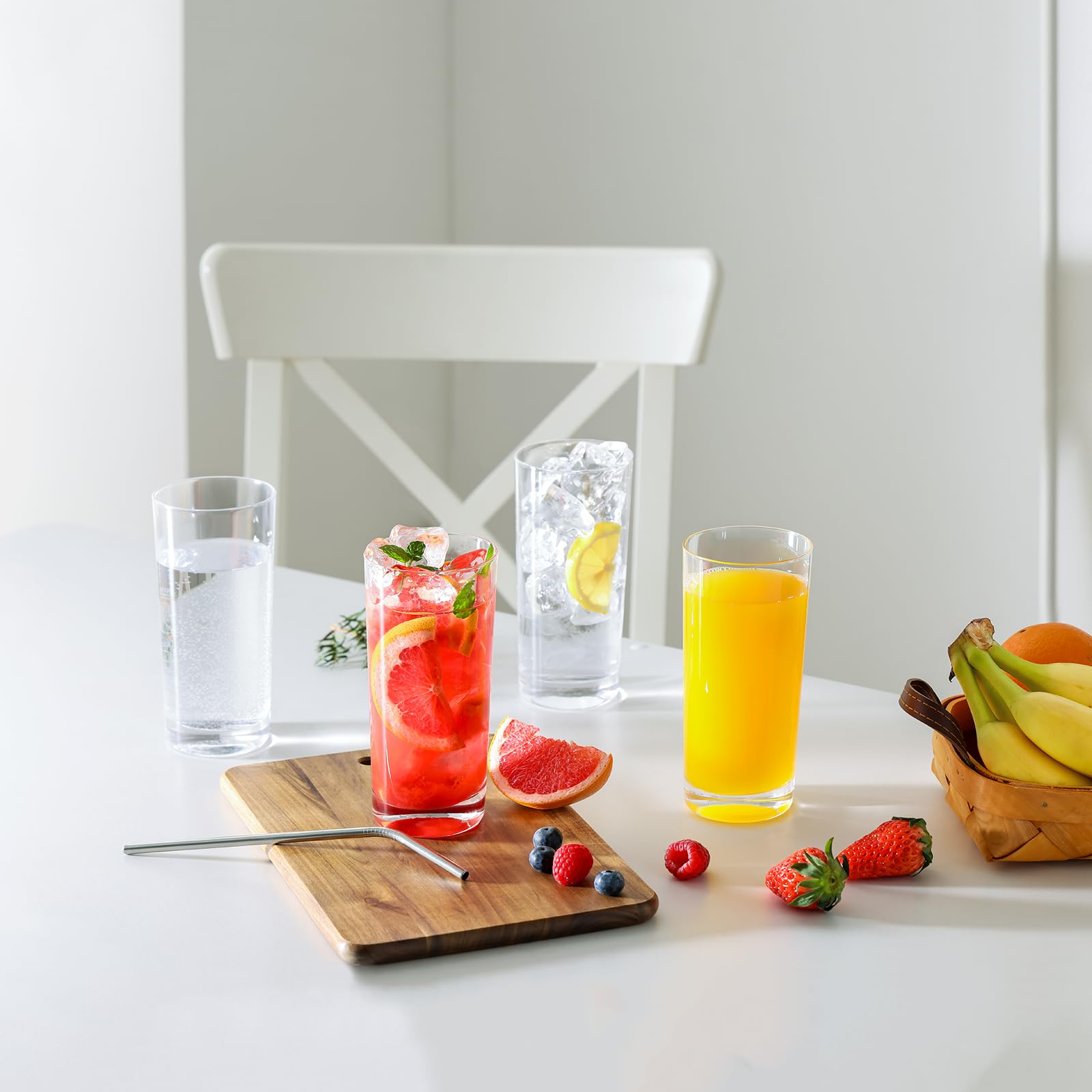 Highball - Juego de 12 vasos altos de 16 onzas, vasos de agua para cocina, vasos Tom Collins, vasos de vidrio para mojito, vasos de cóctel para cristalería de bar
