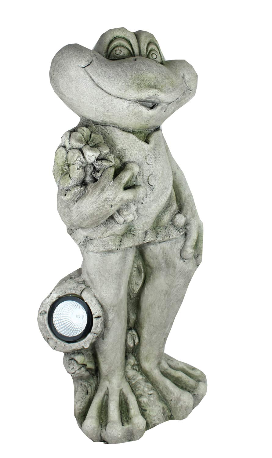 colourliving Solar Gartenfigur Frosch Solarlleuchte Froschfigur 66 cm Hoch LED Gartenleuchte mit Solar rechts guckend Steinoptik Figur