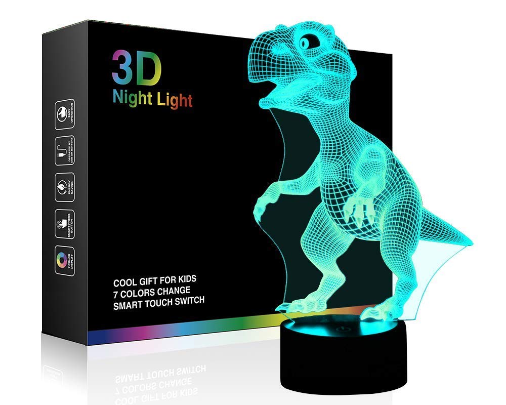 3D Dinosaur Night Light, Color Changing Night Light with 7 Colors USB Charge Dinosaur Night Light for Kids Bedroom Decoration Birthday Gift for Kids