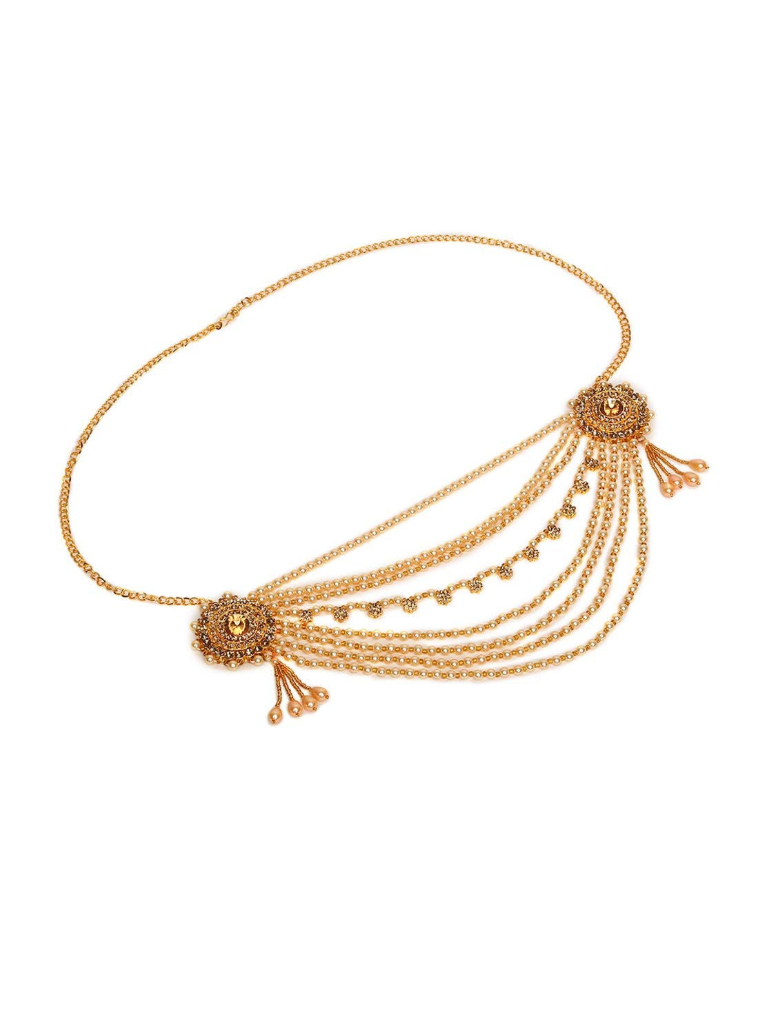 WomenSky Multi Purpose Gold Polished Pearl Adjustable Kamarband/Belly Chain/Tagdi for Women and Girls with Traditional Look in Occasions,Weddings (B081CPHWHG) Amazon Price History, Amazon Price Tracker