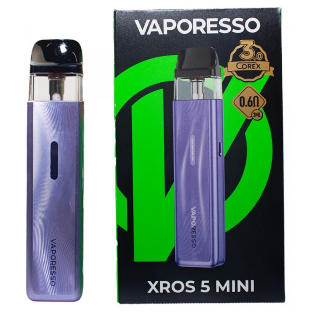 Vaporesso XROS 5 Mini Kit Auto draw Electronic Cigarette Vaporizer, 30W MTL  Vape with 1500mAh Battery 3ML XROS Pod Cartridge 0.6ohm COREX 3.0 Vaping No  Nicotine No Liquid (Purple) : Amazon.es: Electronics