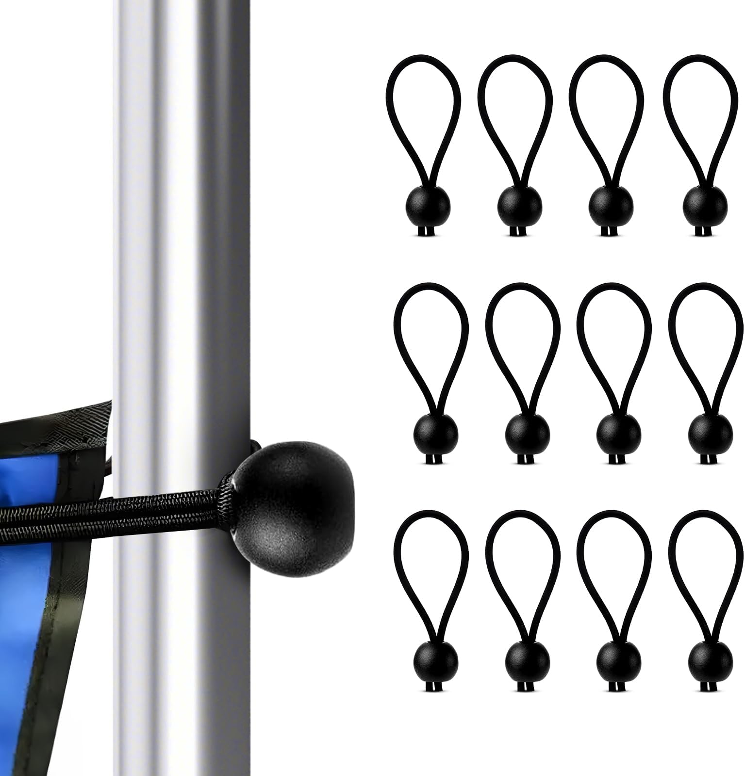Ulisem Lot De 25 Tendeurs élastiques Professionnels Avec Boules, Utilisés Pour Attacher Des