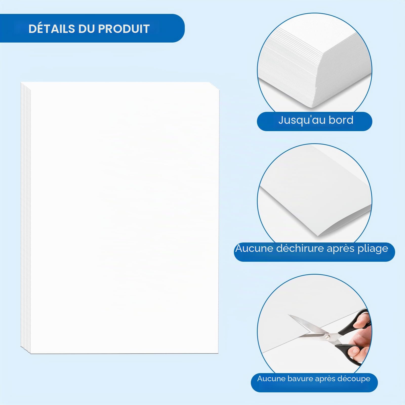 Papier cartonné blanc A4 250g/m² lot de 50 feuilles pour imprimante impressions invitations mariages DIY