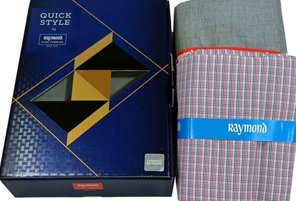 raymond fabrics Raymond Men's Premium Cotton Fabric Set, Checkered Pattern, Unstitched Formal Wear, 2-Piece Trouser and Shirt Collection (Multicolor)-picture-33