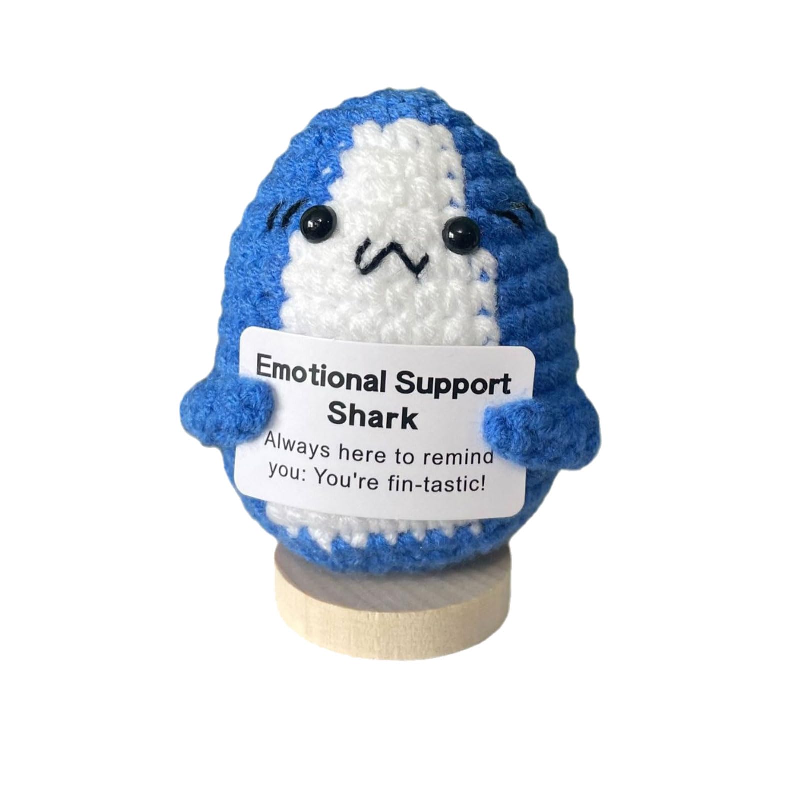 Kabwea Tiburón De Ganchillo Positivo – Peluche De Apoyo Emocional, Amuleto De La Suerte Y Regalo De Buena Recuperación, Hecho A Mano