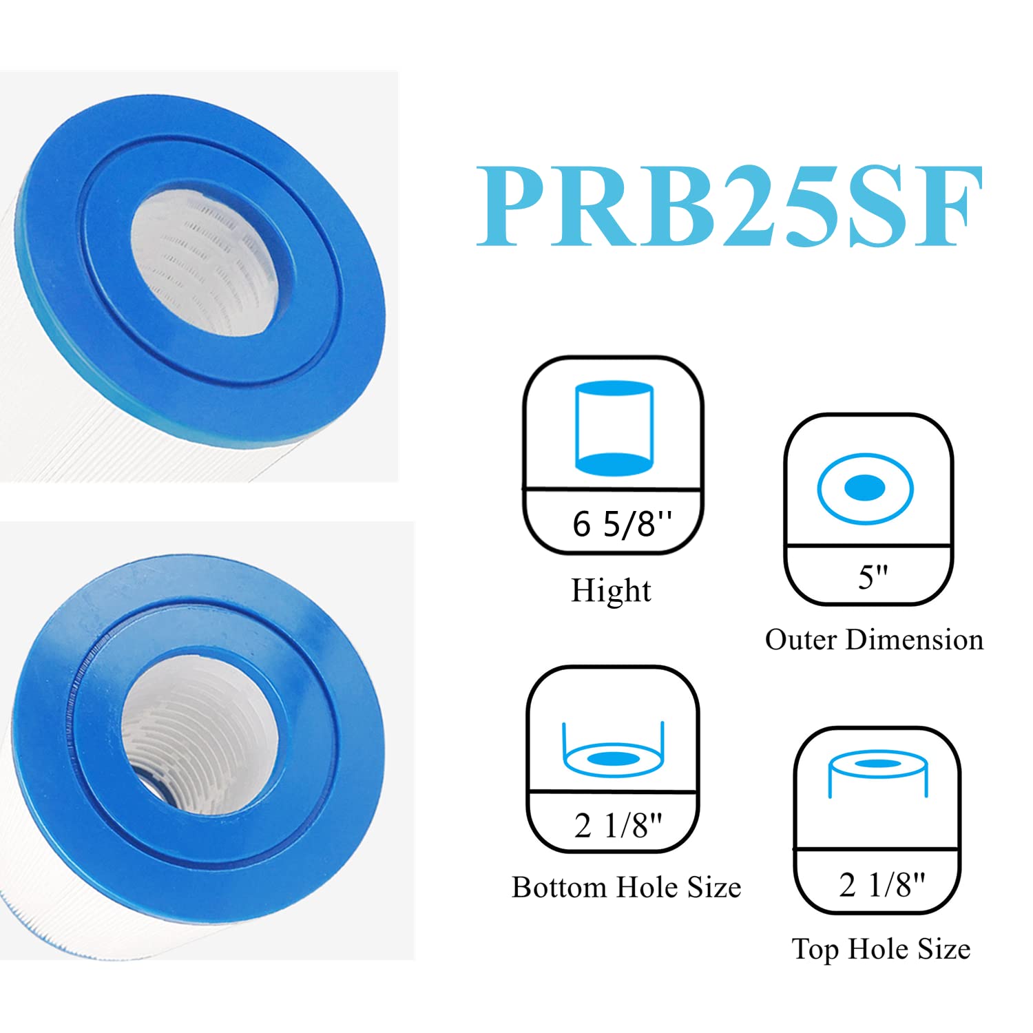 PRB25SF-JH-PAIR Lot de 2 cartouches de filtre de rechange pour spa U-nicel C-4405, R172464, APCC7062, Fil-bur FC-2387, Hay-Ward 817-5010, 17-2464, filtre de 50 m²