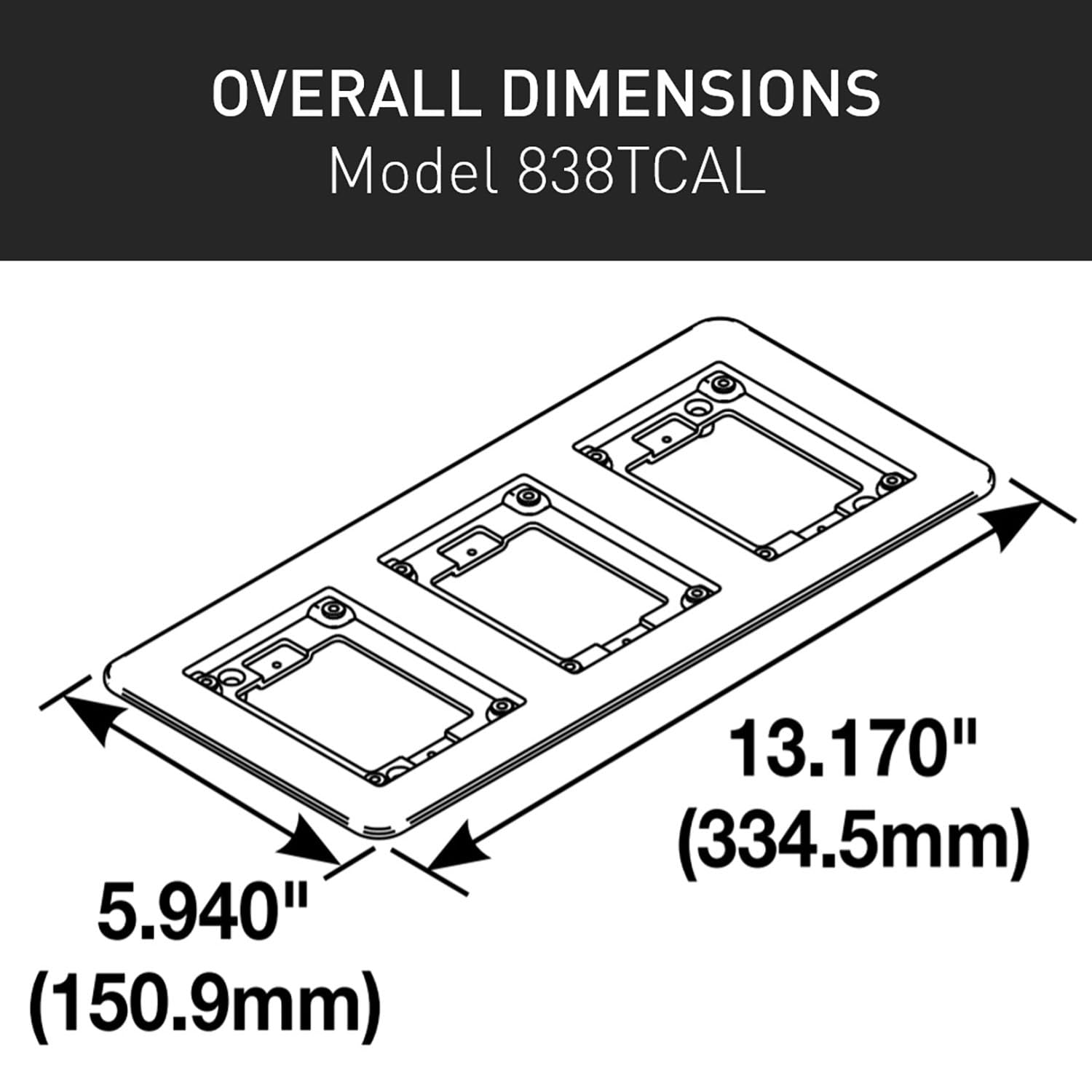 Legrand Wiremold 838TCAL OmniBox/Modulink Triple Gang Rectangular Carpet/Tile Flange, Brushed Aluminum (1 Pack)