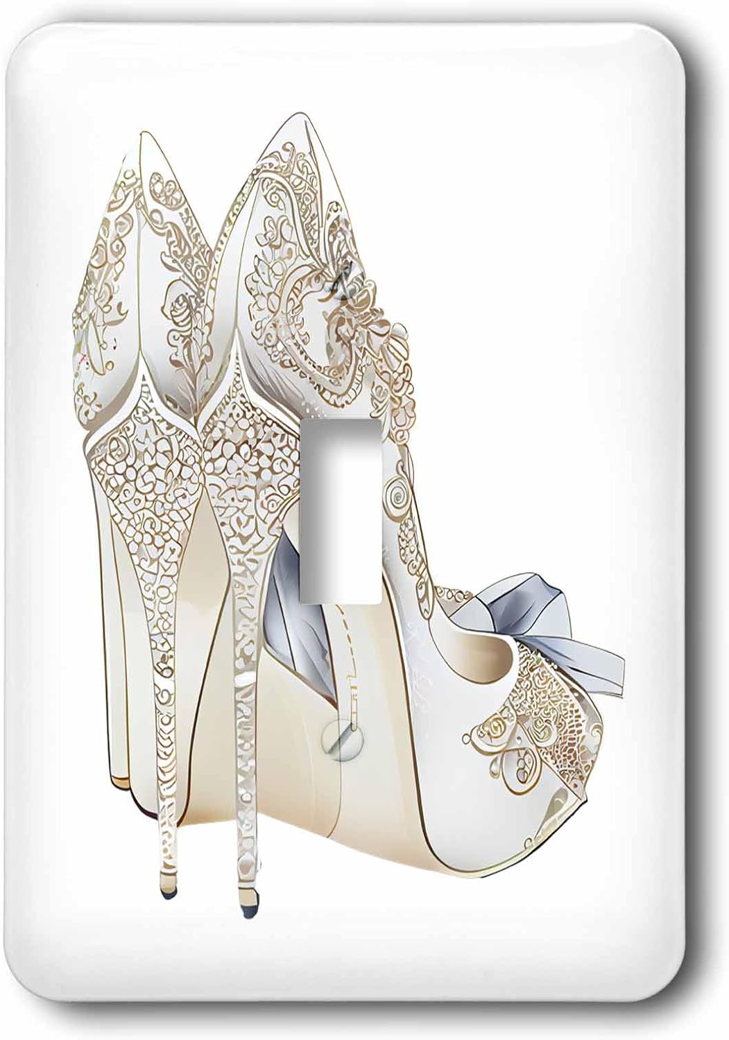 3dRose Elegant White Wedding High Heel Shoes Illustration - Light Switch Covers (lsp-382225-1)