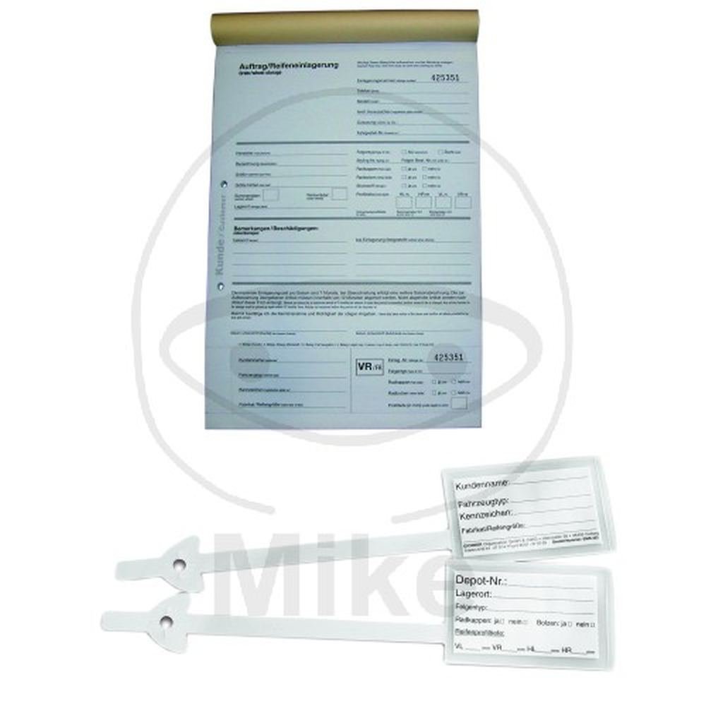 Rad-/Reifenanhänger-Set, zur Fixierung am Ventil, Anhänger aus PP, Ausstattung inkl. 25 Einlagerungsformularen, Verpackungseinheit: 1 P/100