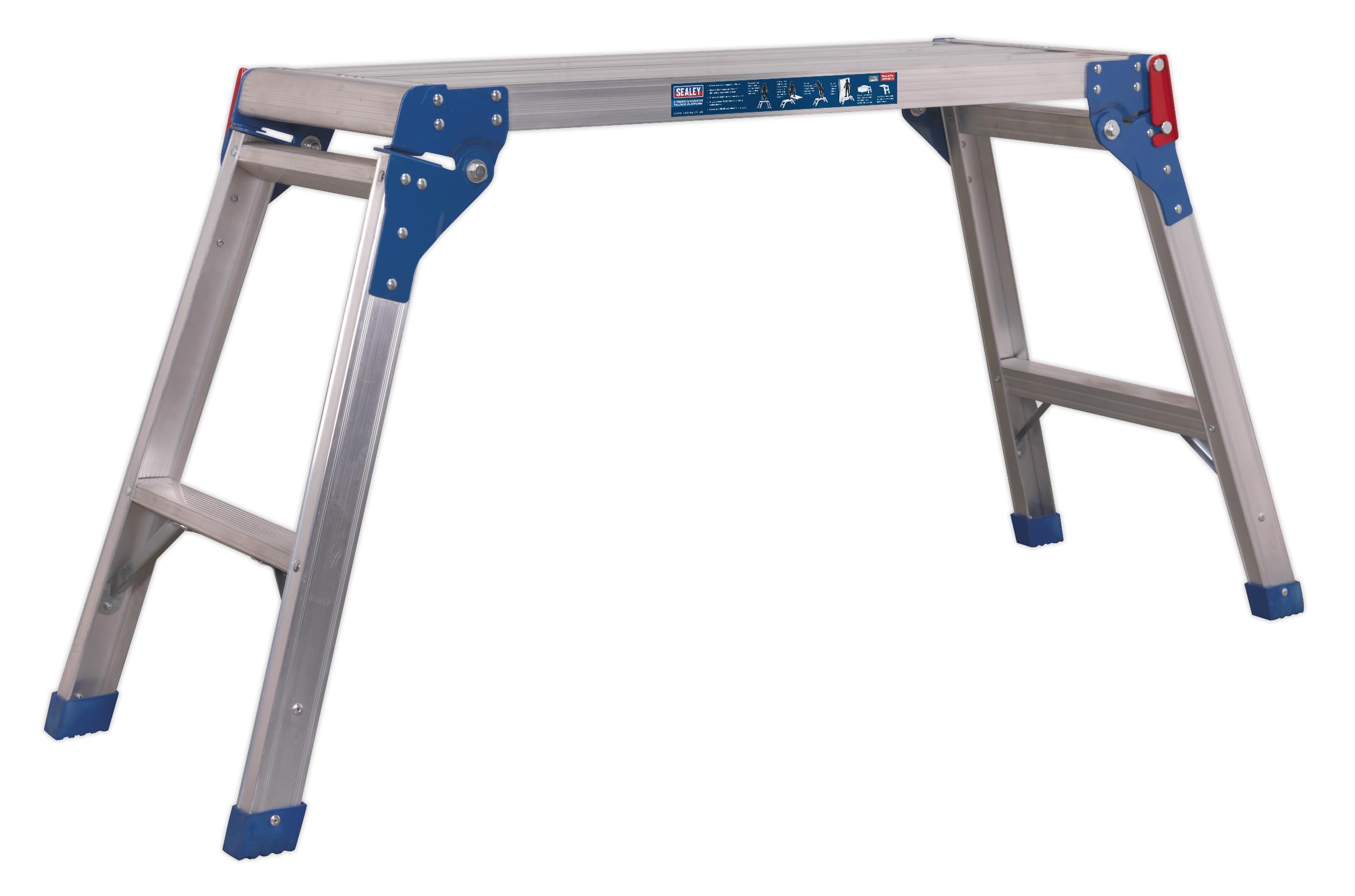 Sealey Aluminium Folding Platform - 2 Tread - EN 131 Approved - 150kg Capacity