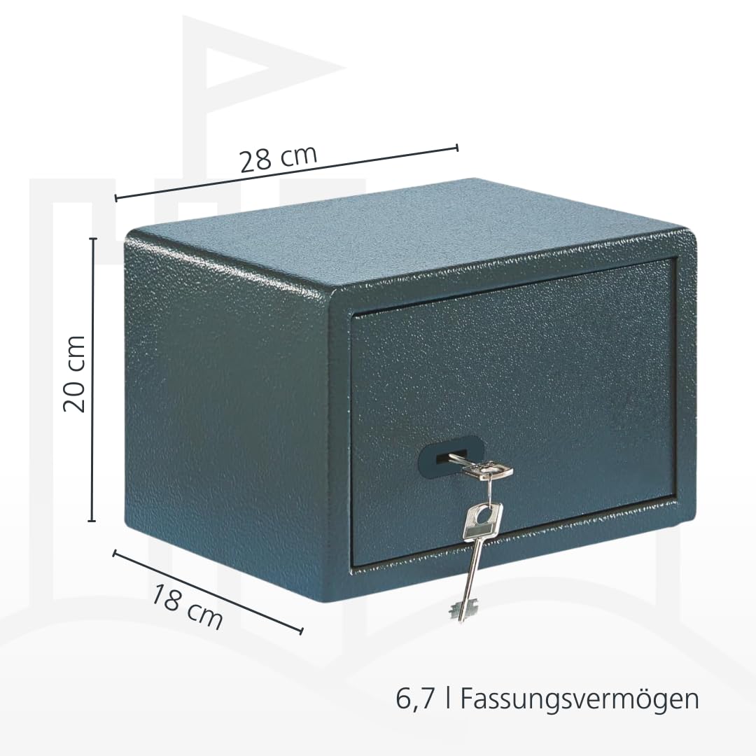 BURG-WÄCHTER Möbeltresor mit Schlüssel, Inkl. Fachboden, Zur Wand- und Bodenbefestigung, 6,7 l, 7 kg, Pure-Safe PS 110 K, anthrazit