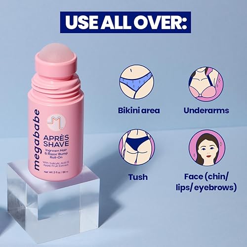 Miniatura 4 de Megababe Après Shave | Después del afeitado y depilación | Tratamiento roll-on para cabello encarnado y afeitado para mujer | Bikini, axilas y