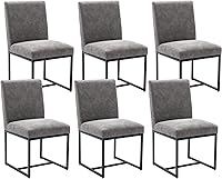 Vista 21 de Juego de 2 sillas de comedor modernas, sillas de comedor tapizadas de lino con patas de metal cromado para comedor, tocador, cocina, sala de estar