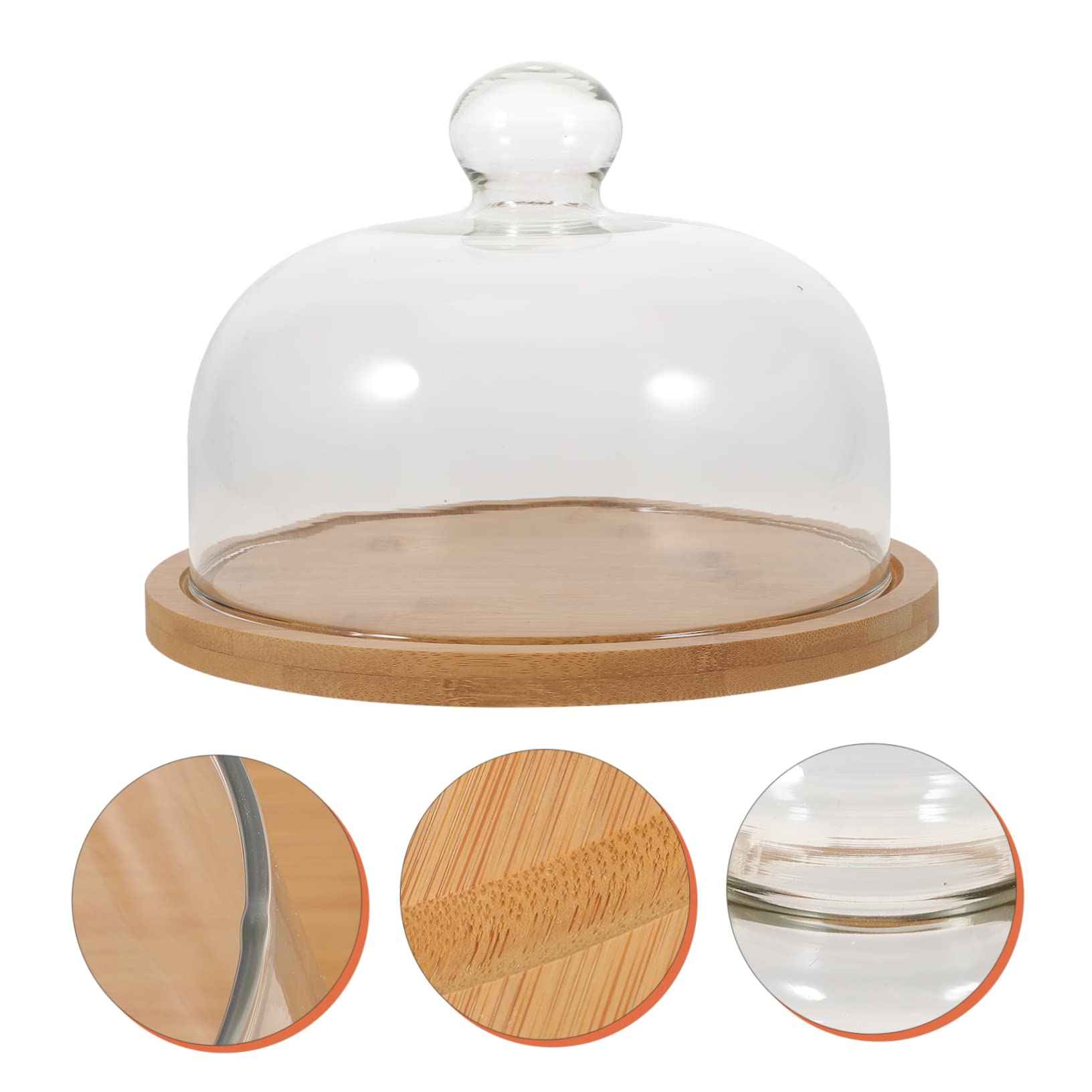 Alipis 1ensemble Cloche à Gâteaux Verre Transparent avec Support Bois Couvercle Alimentaire Protecteur pour Desserts Gâteaux Et Brunchs Pratique Et Élégant pour Maison Et Restaurant