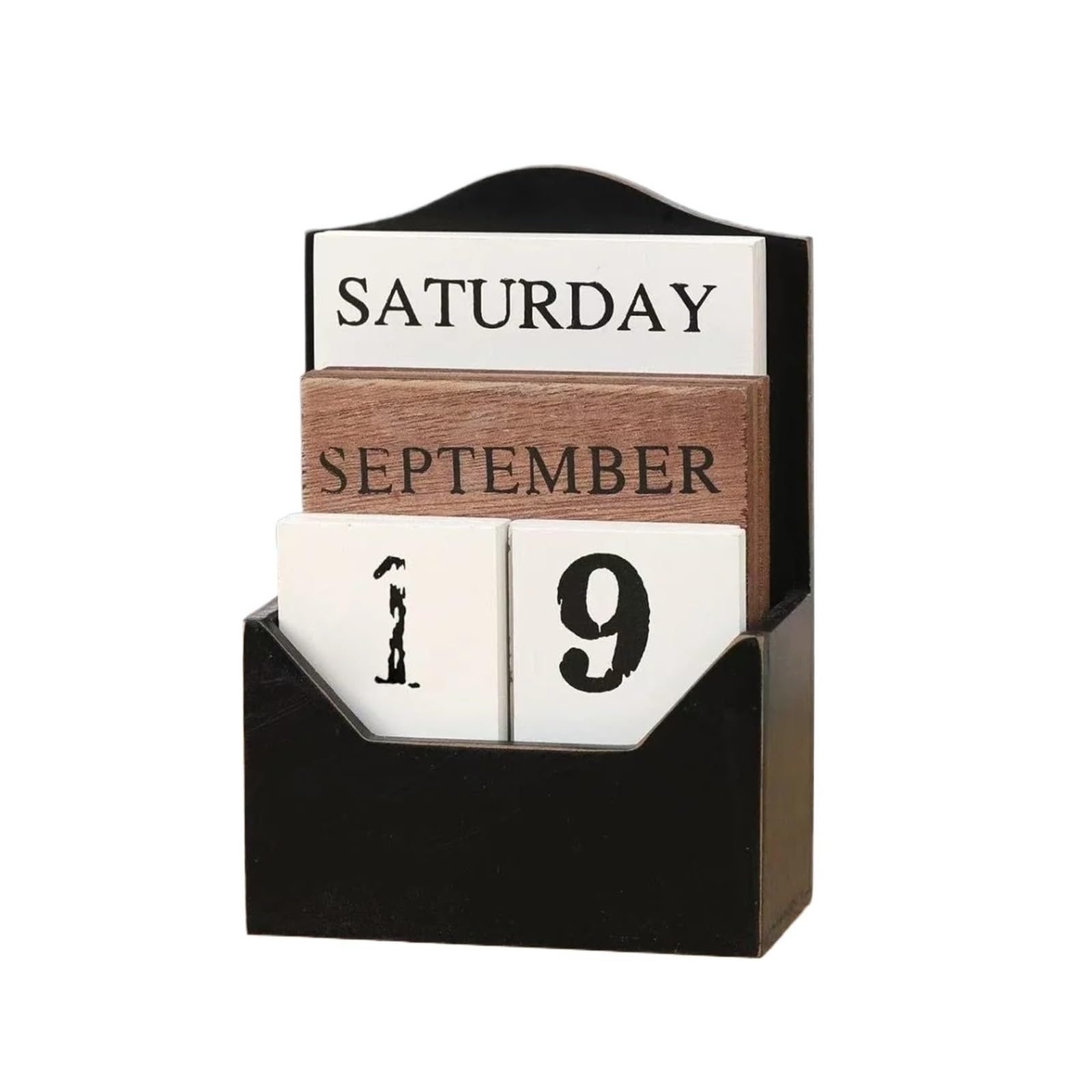 Tisch Dauerkalender aus Holz Eleganter Holzkalender, quadratischer, Tischdekoration, Flip-Kalender for Büroblöcke, stehende Tagesblöcke für Home Büro Dekoration