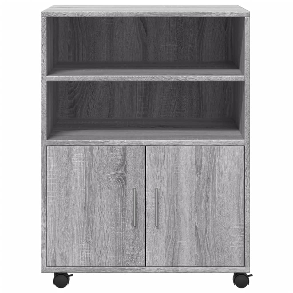 Armadio con ruote, in legno Sonoma, 60 x 48 x 81 cm, con ruote e vano armadio, spazio per ufficio e casa, mobile e versatile
