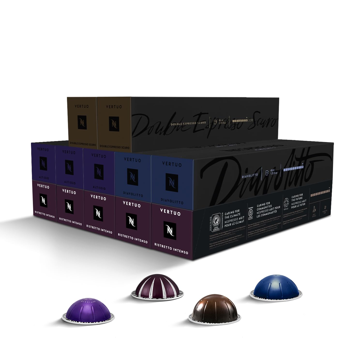 CAPSULE NESPRESSO ORIGINALI - Selezione Caffè Intense Vertuo da 120 Capsule Nespresso Caffè, Linea Vertuo, Intensità da 8 a 12 (su 12), Ristretto, Espresso, Double Espresso