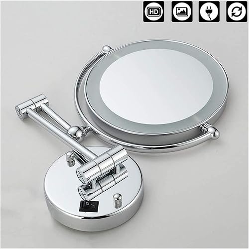 Miniatura 4 de Espejo de maquillaje montado en la pared, luz de relleno LED, espejo de maquillaje montado en la pared de 8 pulgadas con luz plegable telescópico