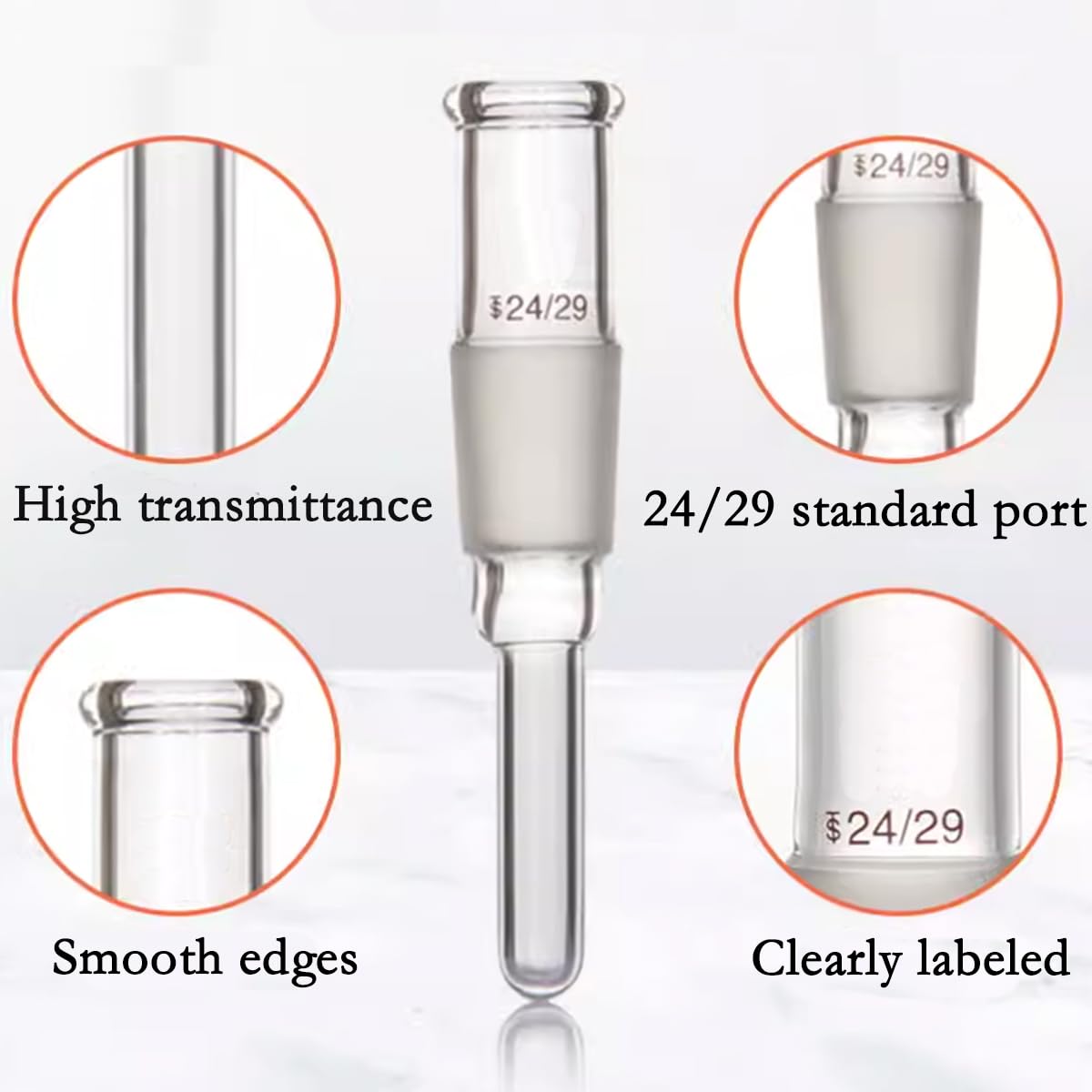 Thermometer Gehäuse transparente Glas Thermowells mit 24/29 Innengelenk für Destillationsgerät (150MM)