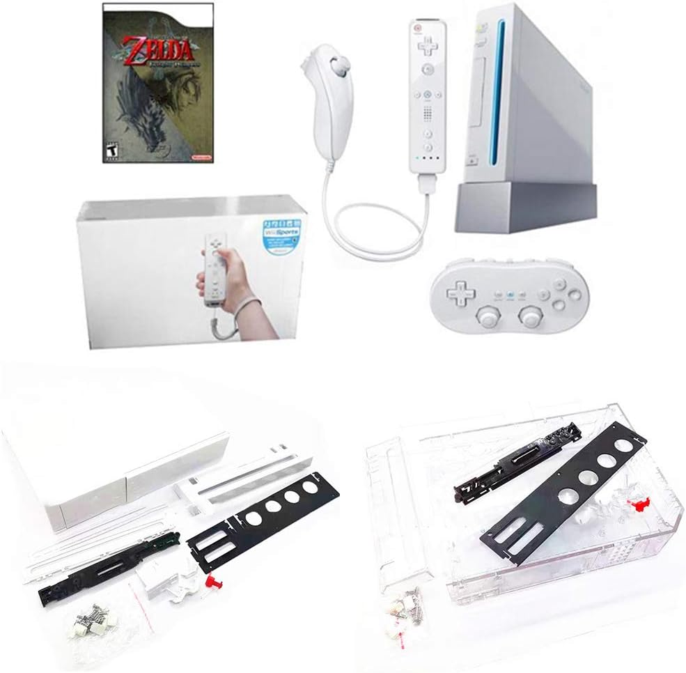 Transparent Host Shell Case Cover for Wii Game Console Replacement Case Cover, Black