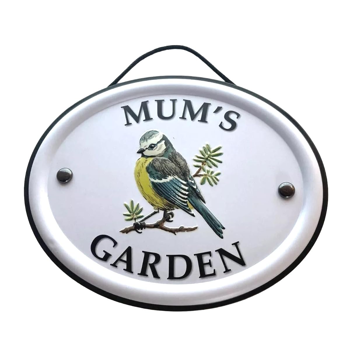 Personalised Garden Sign Hanging Outdoor Tin Plaque Embossed Metal Wall Signs "Mum's Garden"