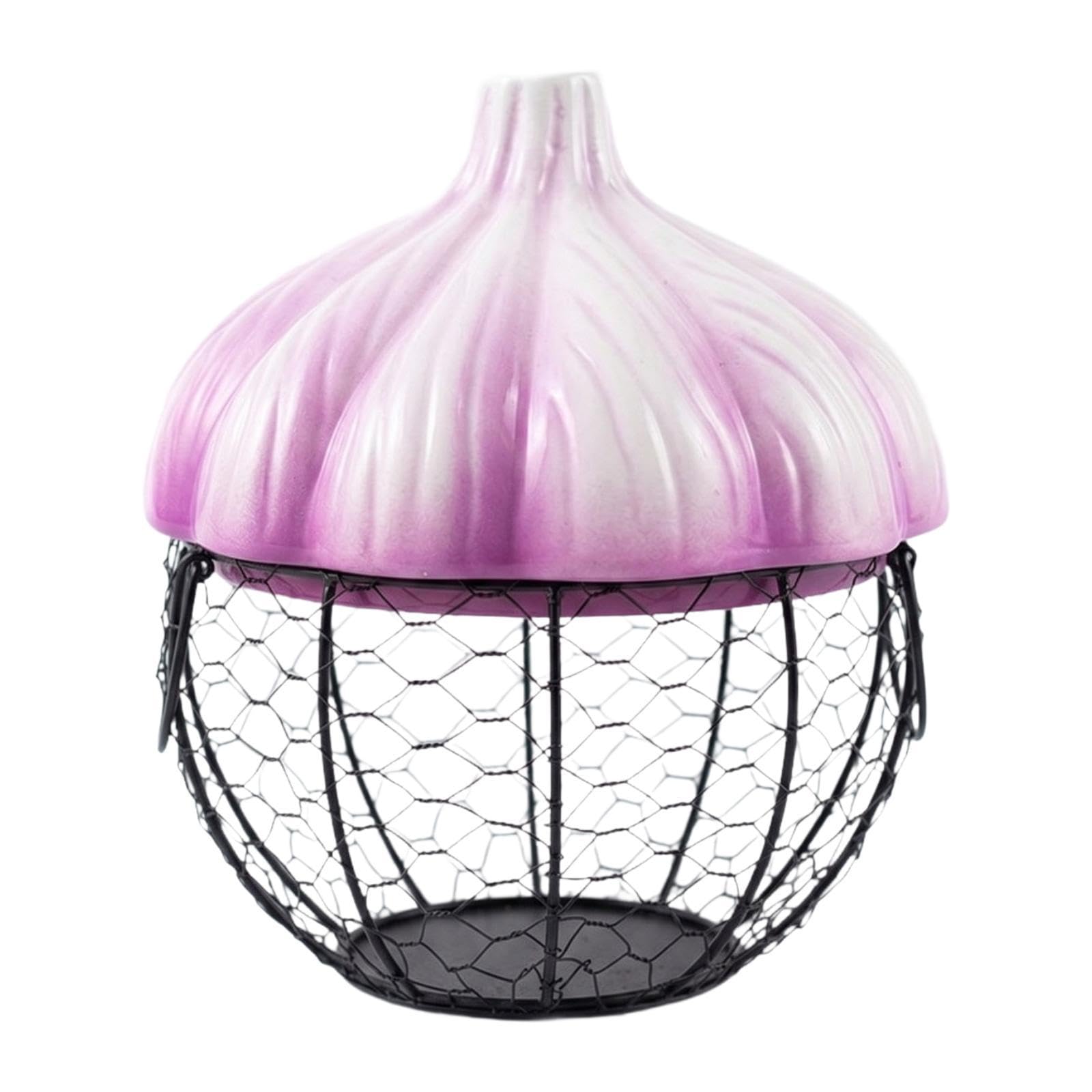 Canasta de Frutero Porta Huevos Organizador de Verduras Cesta de Alambre Metálico Cerámica E Hierro Fácil de Adecuado para Pantalla, Púrpura, Individual