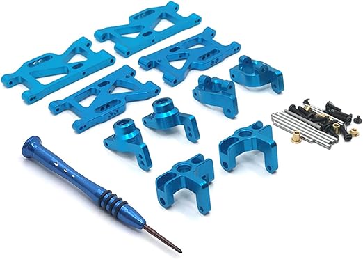 CKYSCHN Metal Front Rear Swing Arms RC Car Upgrade Parts Kit for WLtoys 1/14 144001 1/12 124017 124016 124007 RC Car, Upgrade Parts with Screwdriver(Blue)