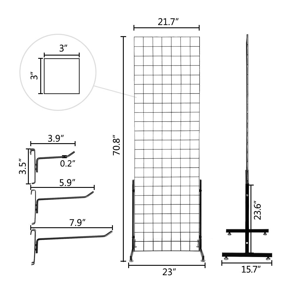 Bonnlo 6' x 2' Wire Grid Panel Tower with TBase Floorstanding, Wire