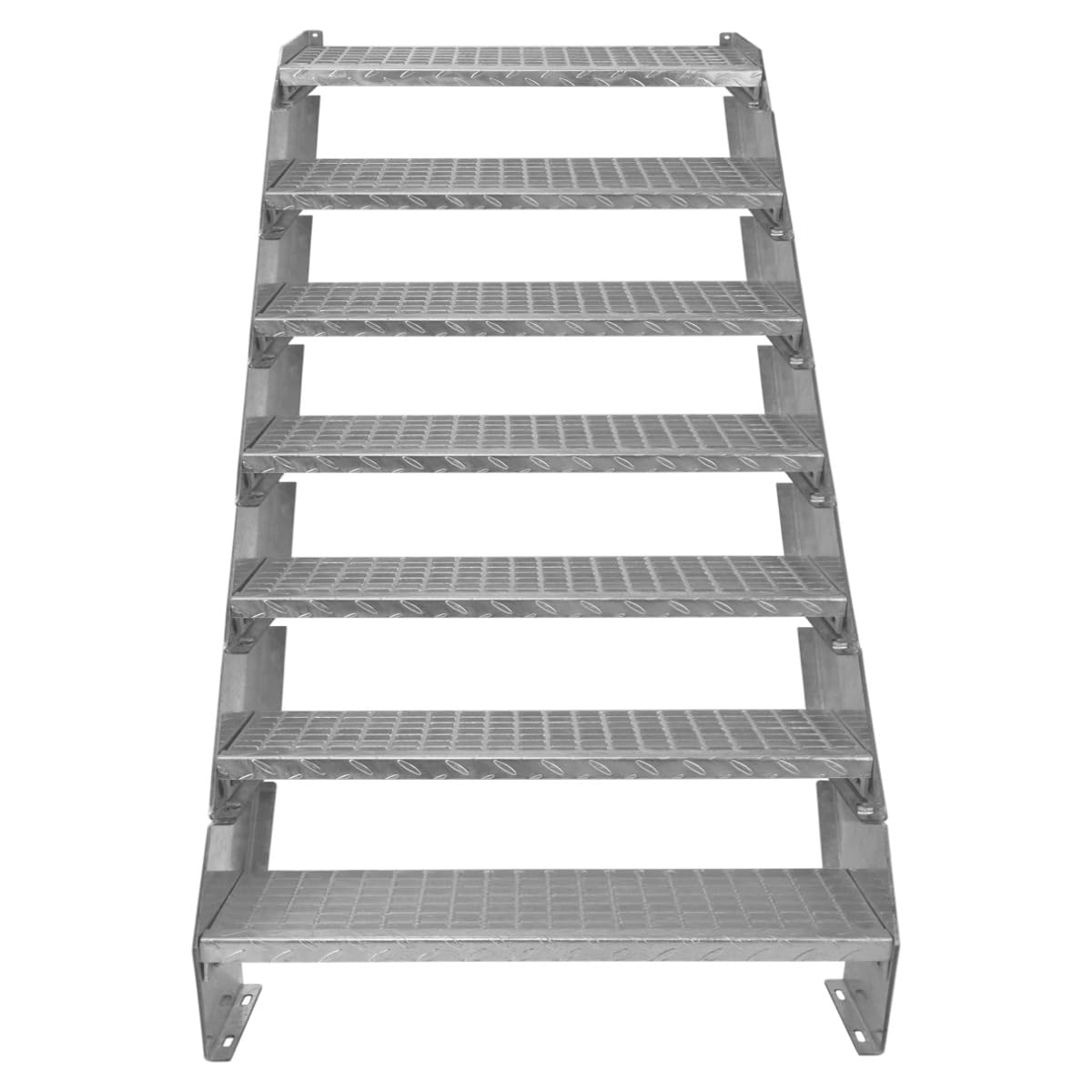 Escalera Metálica Ajustable - 7 escalones 900mm/90 cm ancho x 300mm/30cm alto | Acero Galvanizado | Peldaños impermeables | Pernos, arandelas y tuercas INCLUÍDOS | Ideal exterior