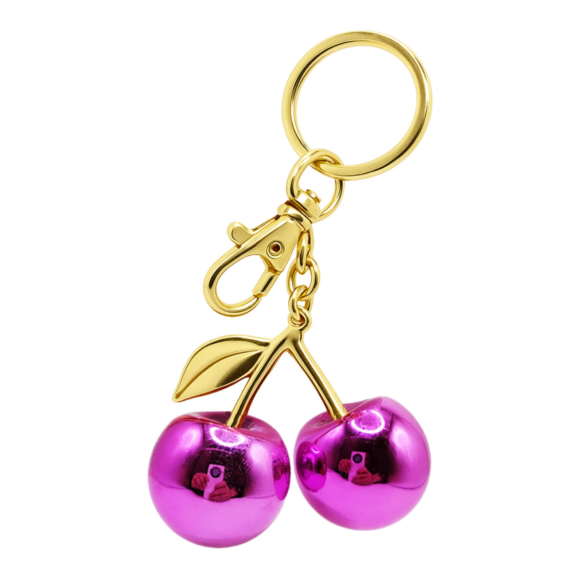 One Tap Only Cherry Electroplating Rose Red Keychain Bag Charm Keychain Accessories Gifts for Women Purse Bag Charms Extender Chain for Handbags