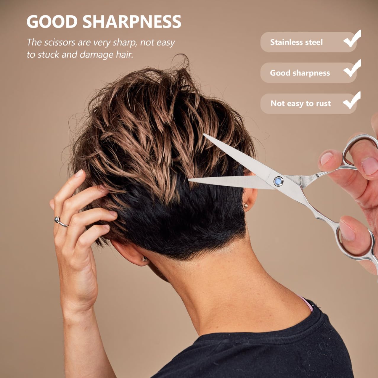 Ciseaux de Coiffure Gaucher Lot de 2 Pièces en Acier Inoxydable 6 Pouces Argentés Poignée Ergonomique, Adaptés Usage Professionnel et Amateur et Amateur