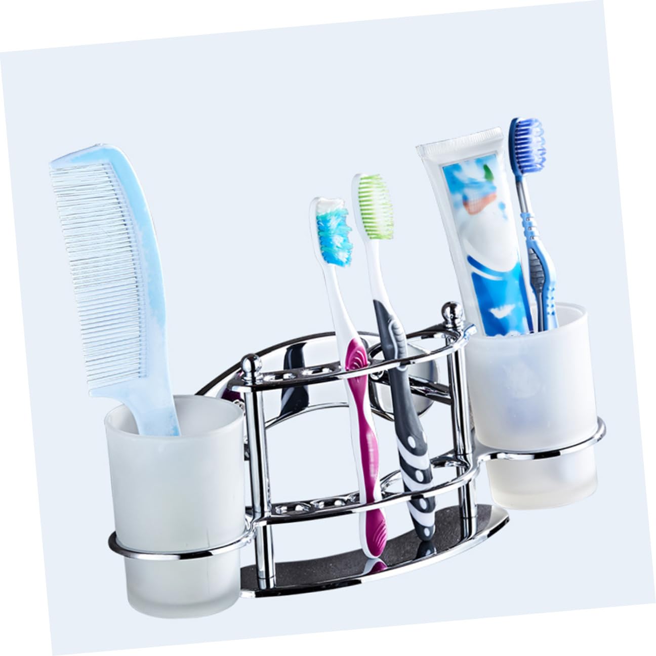 Portaspazzolini Da Parete in Acciaio Portabicchieri Per Gargarismi in Vetro Portadentifricio Per Bagno Soluzione Per Contenere Spazzolini e Dentifrici