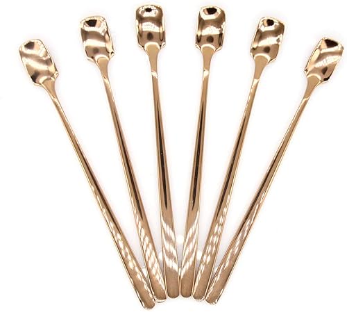 Miniatura 7 de 6 cucharas mezcladoras de acero inoxidable con acabado negro, cuchara agitadora con cabeza en forma de pala para café, té helado, refrescos, cóctel,