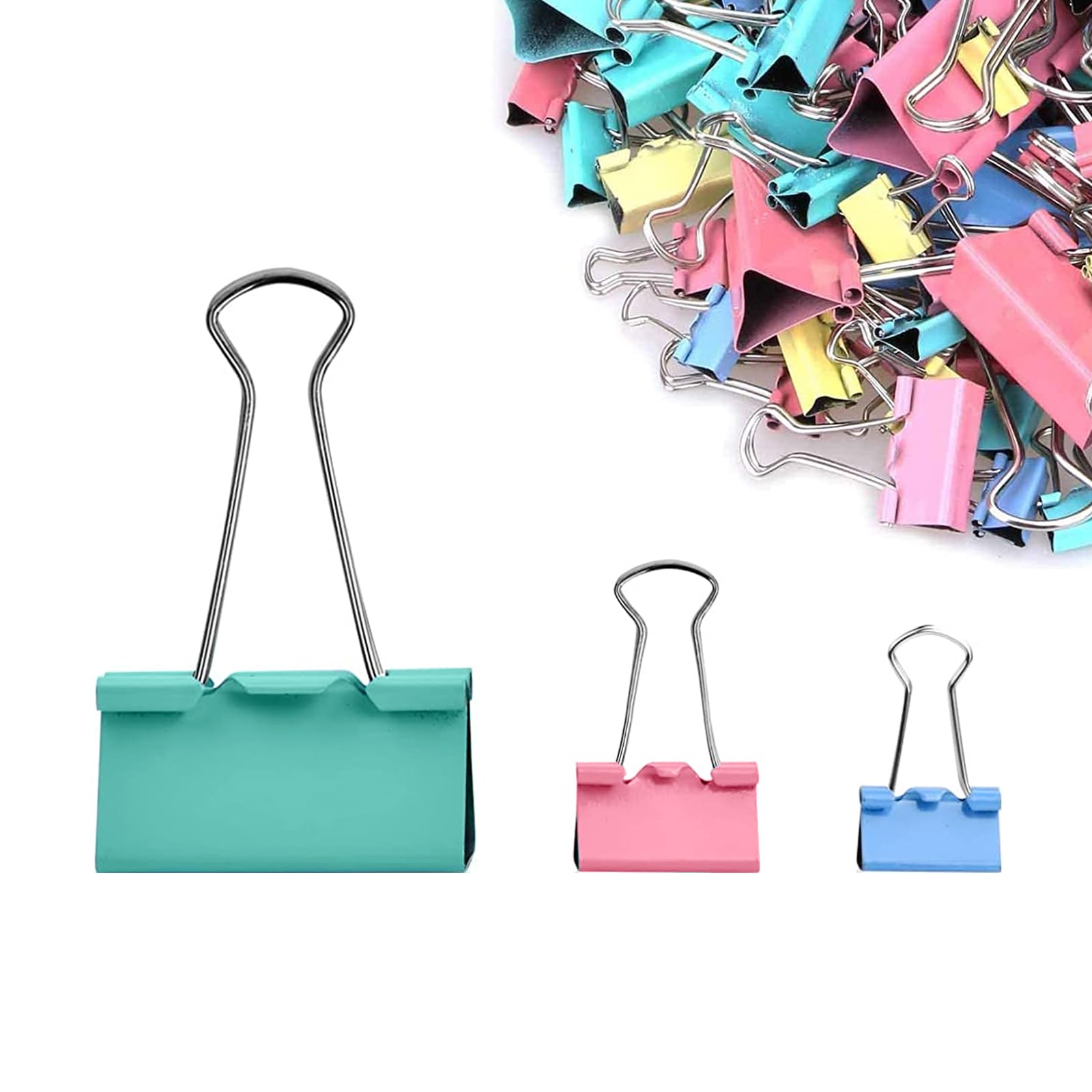 CooTolyBinder Clips Metal Paper Clips Assorted 32 Pcs, [3 Size] Photo File Paper Document Clip Clamp Organizer for Office Home (32)