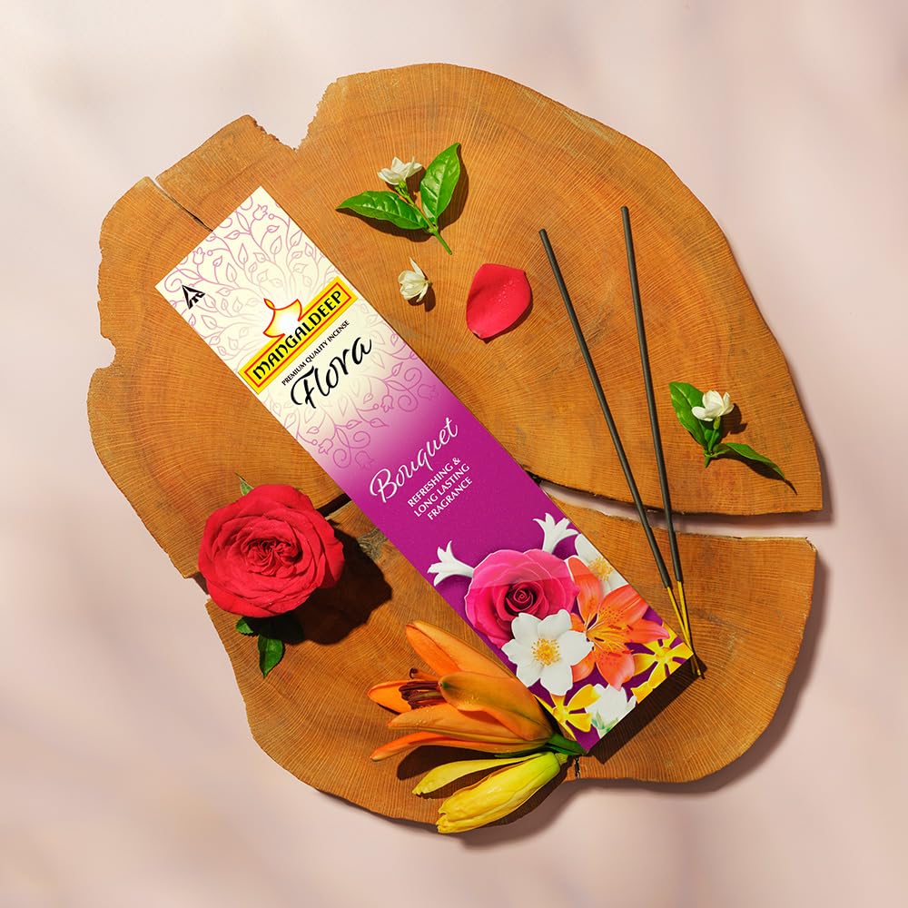 Mangaldeep Flora Bouquet Incense Sticks - Refreshing and Long Lasting Aroma (115gm) - Image 4 thumbnail