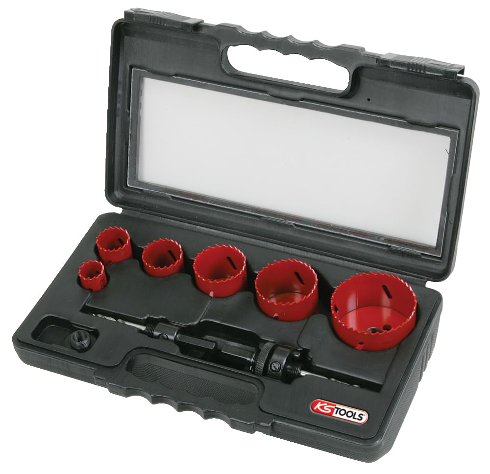 KS Tools 129.5550 - Set di seghe a tazza 22, 29, 35, 44, 51, 68 mm, confezione da 6 pezzi