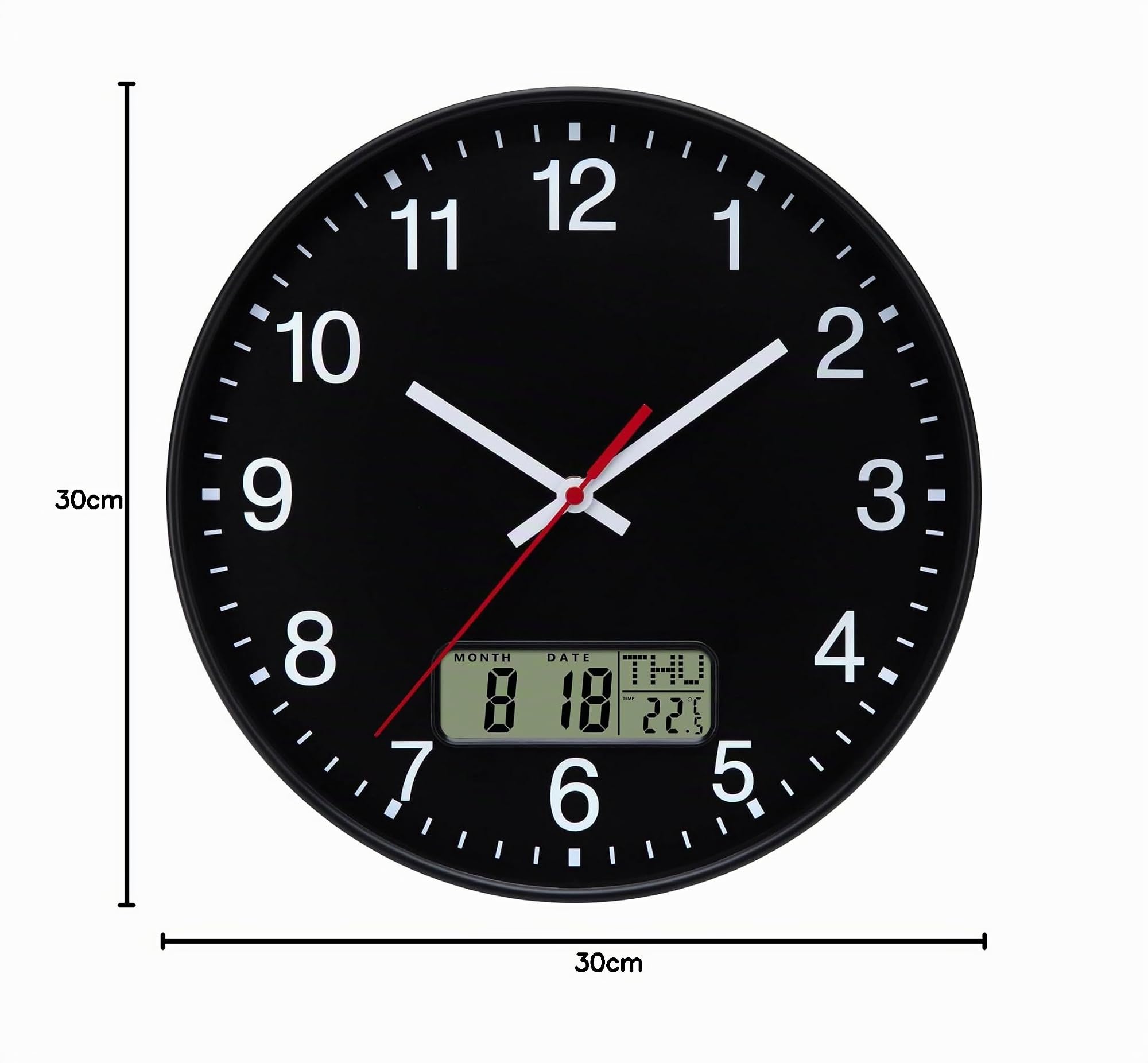 VIVILINEN Orologio da Parete Moderno Con Temperatura e Calendario, Orologio da Muro Silenzioso a Batteria Senza Ticchettio Decorativo per Soggiorno, Cucina, Camera da letto, 30cm