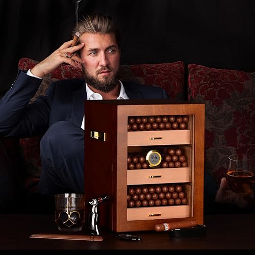 Miniatura 7 de Estuche humidor de cigarros de viaje con disco humidificador, impermeable, hermético, duradero y a prueba de golpes, caja de cigarros portátil de