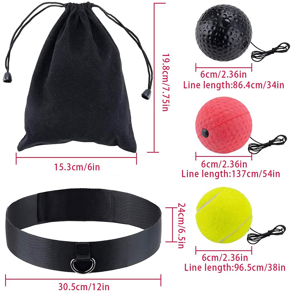 Box Reflexball Set Mit Kopfband - 4 Bälle Für Reaktions- Und Boxtraining