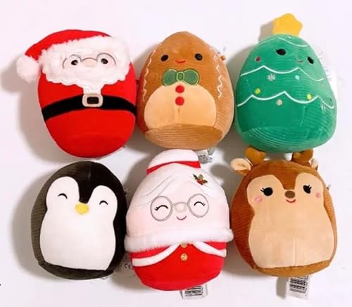 Squishmallows 2023 Christmas Squad Penguin Fawn - Mini muñecas de peluche de 5 pulgadas (juego de 6)