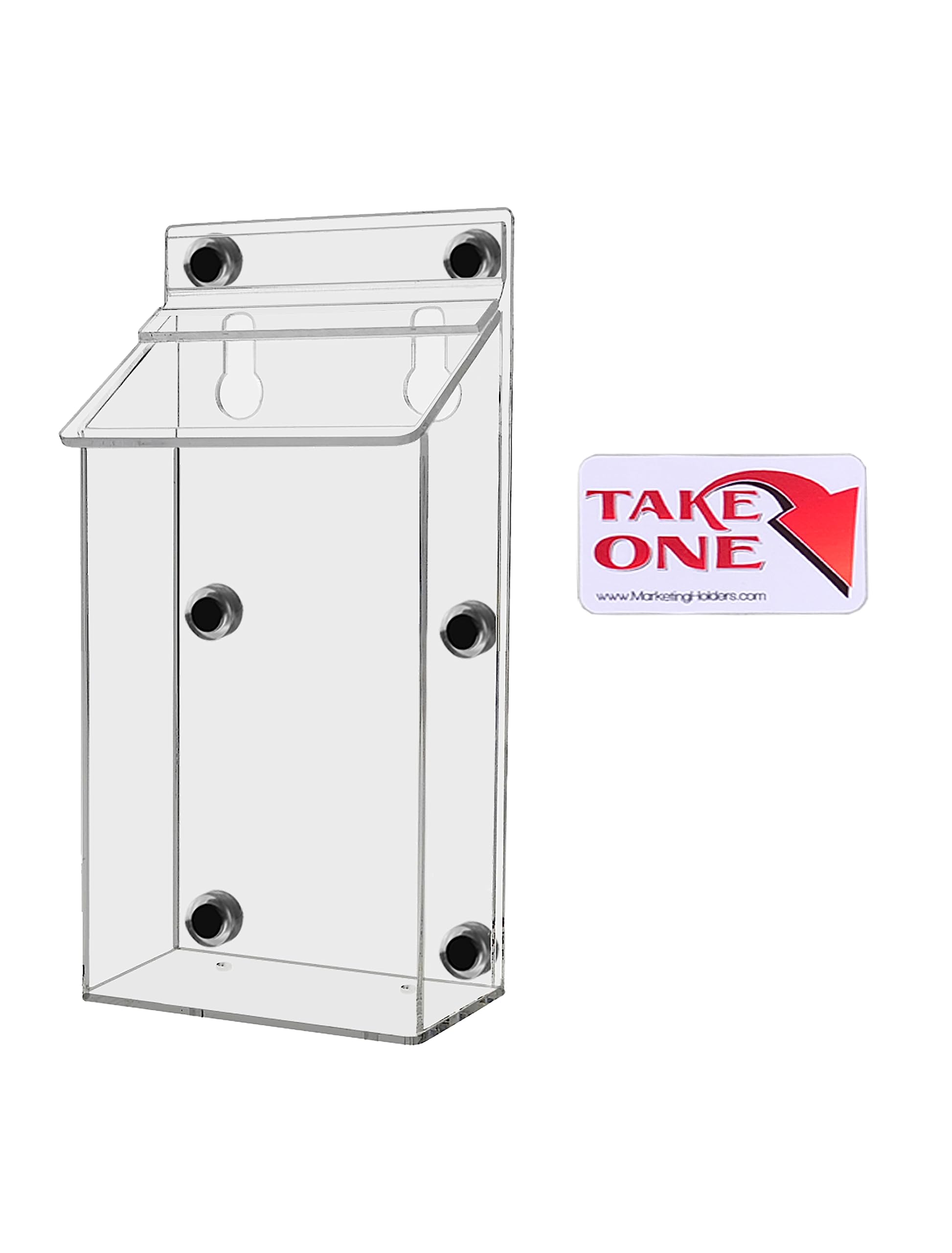 Marketing Holders Magnetic Brochure Box with Lid Clear Acrylic Metal Mount Indoor or Outdoor Caddy Holds 4
