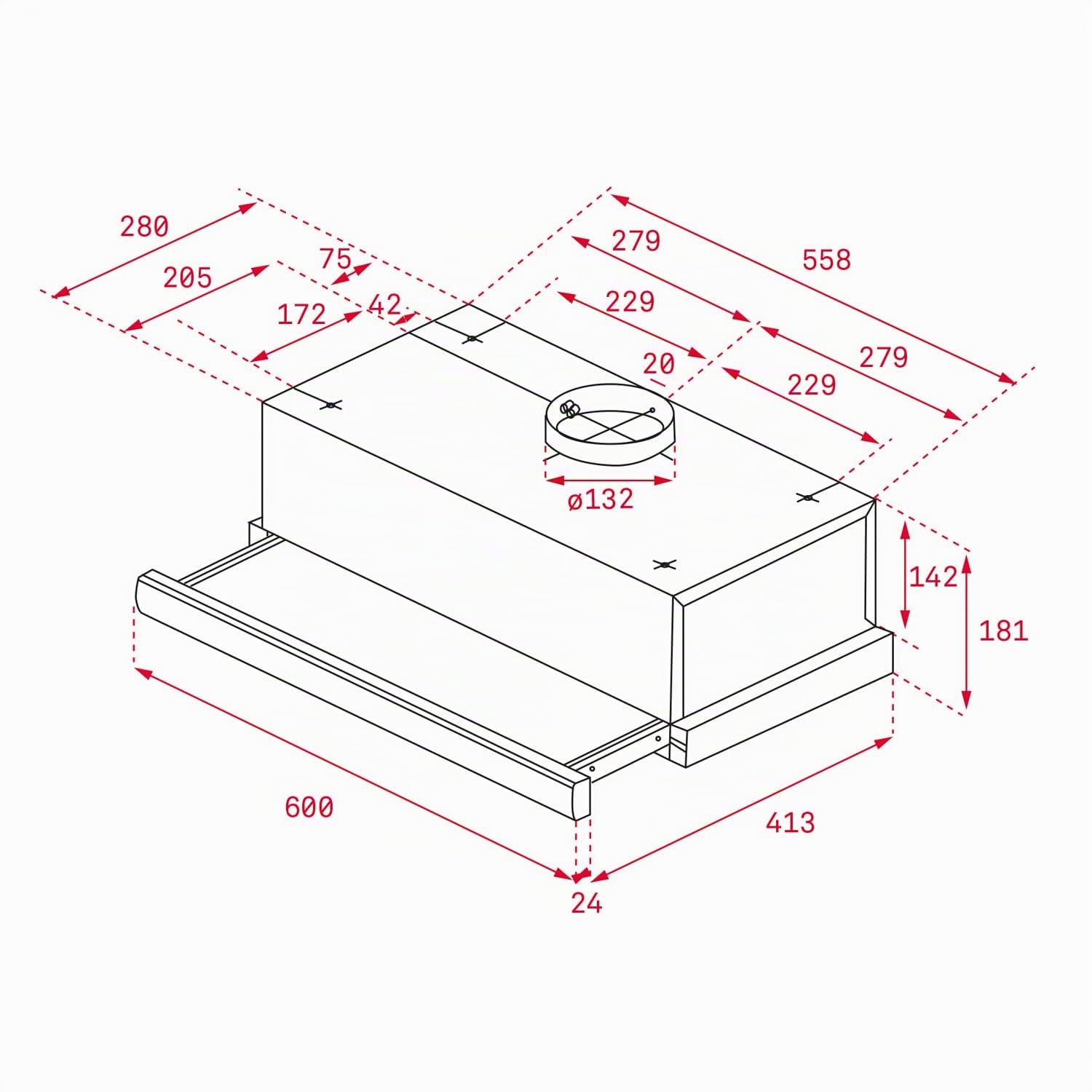 TEKA Flachpaneel Haube TL 6310 60cm Breit 56dBA