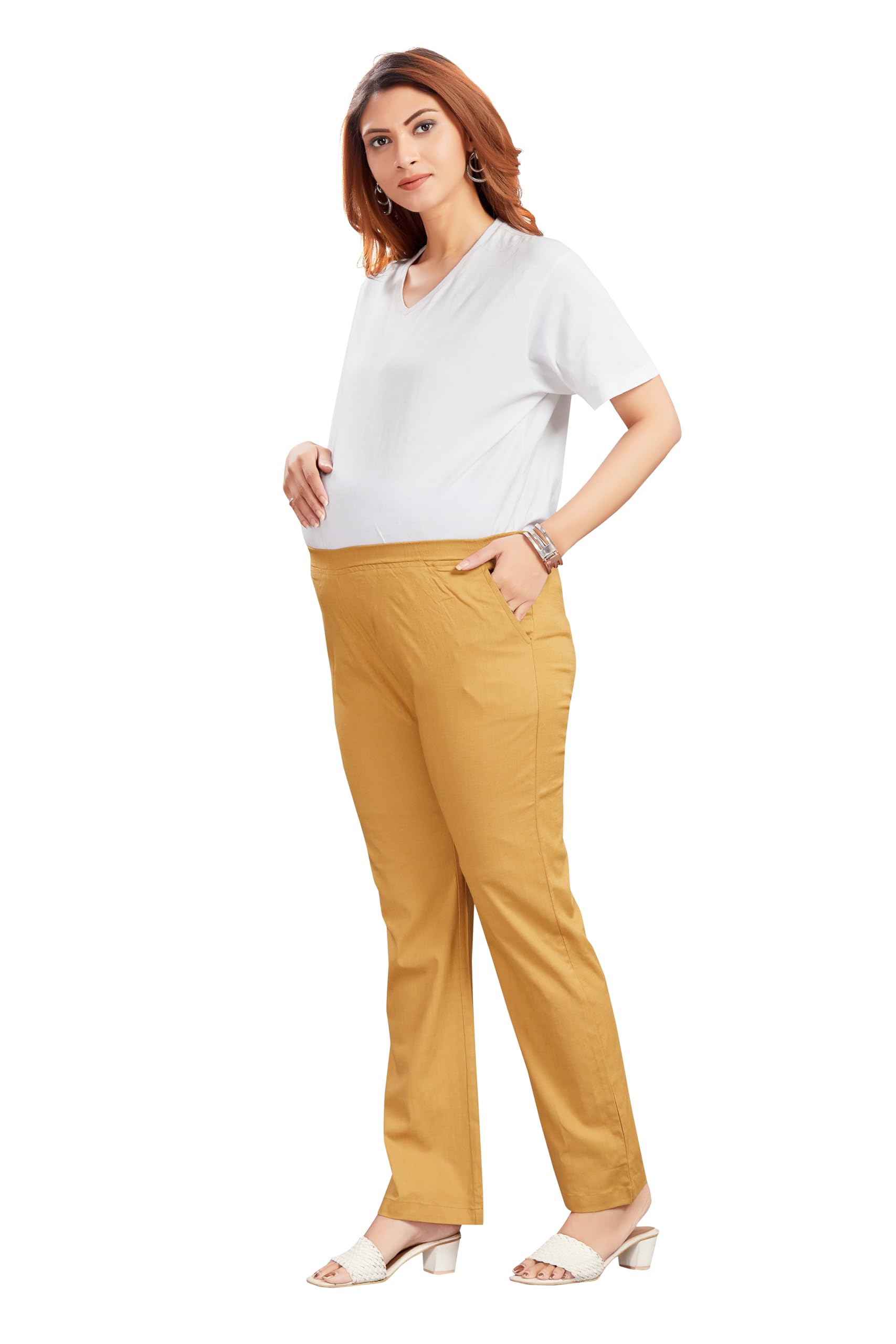 Mama & Bebe Women's Maternity Pant with Adjustable Elastic Waist for Pregnancy