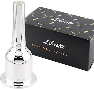 Libretto 4L Tuba Mouthpiece, with 2m Silver Plated Brass, in Deep Funnel-Shaped Cup for Advanced Players, Packed with Vacuum Seal.