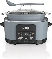Ninja MC1001 Foodi PossibleCooker PRO 8.5 Quart Multi-Cooker, with 8-in-1 Slow Cooker, Dutch Oven, Steamer & More, Glass Lid & Integrated Spoon, Nonstick, Oven Safe Pot to 500°F, Sea Salt Gray