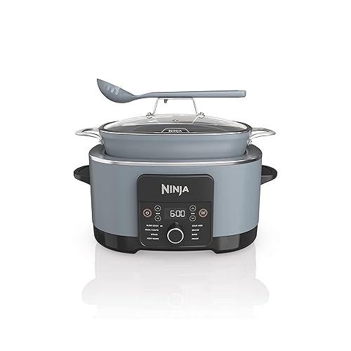 Ninja MC1001 Foodi PossibleCooker PRO 8.5 Quart Multi-Cooker, with 8-in-1 Slow Cooker, Dutch Oven, Steamer, Glass Lid Integrated Spoon, Nonstick, Oven Safe Pot to 500°F, Sea Salt Gray - Sea Salt Gray - 8.5 Quarts