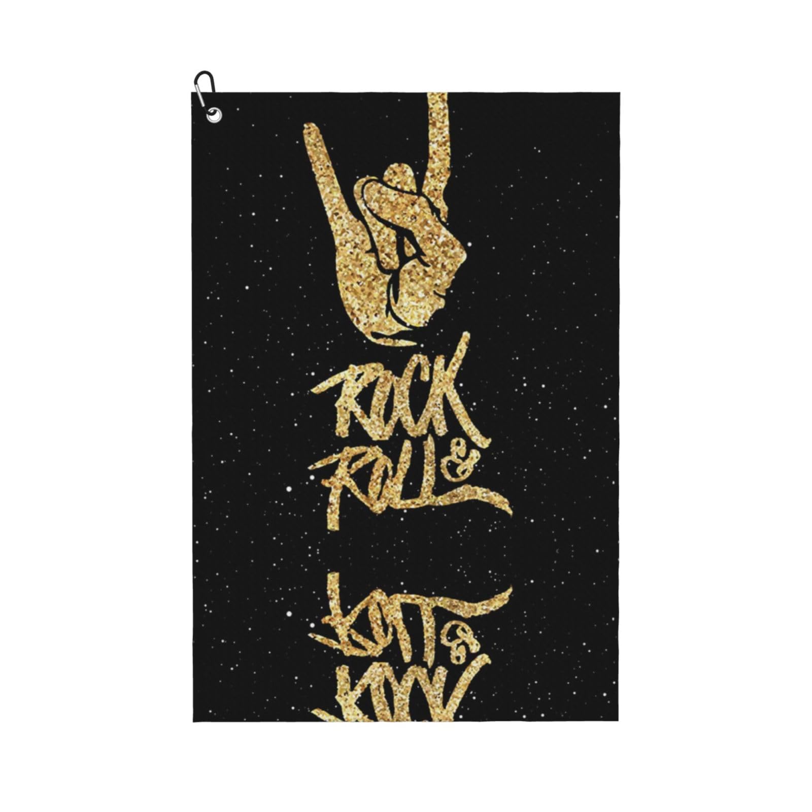 peiyeety Rock Roll Musician Microfiber Golf Towel with Carabiner Clip, 16x24 Inch Absorbent Waffle Weave Towel for Golf Bags