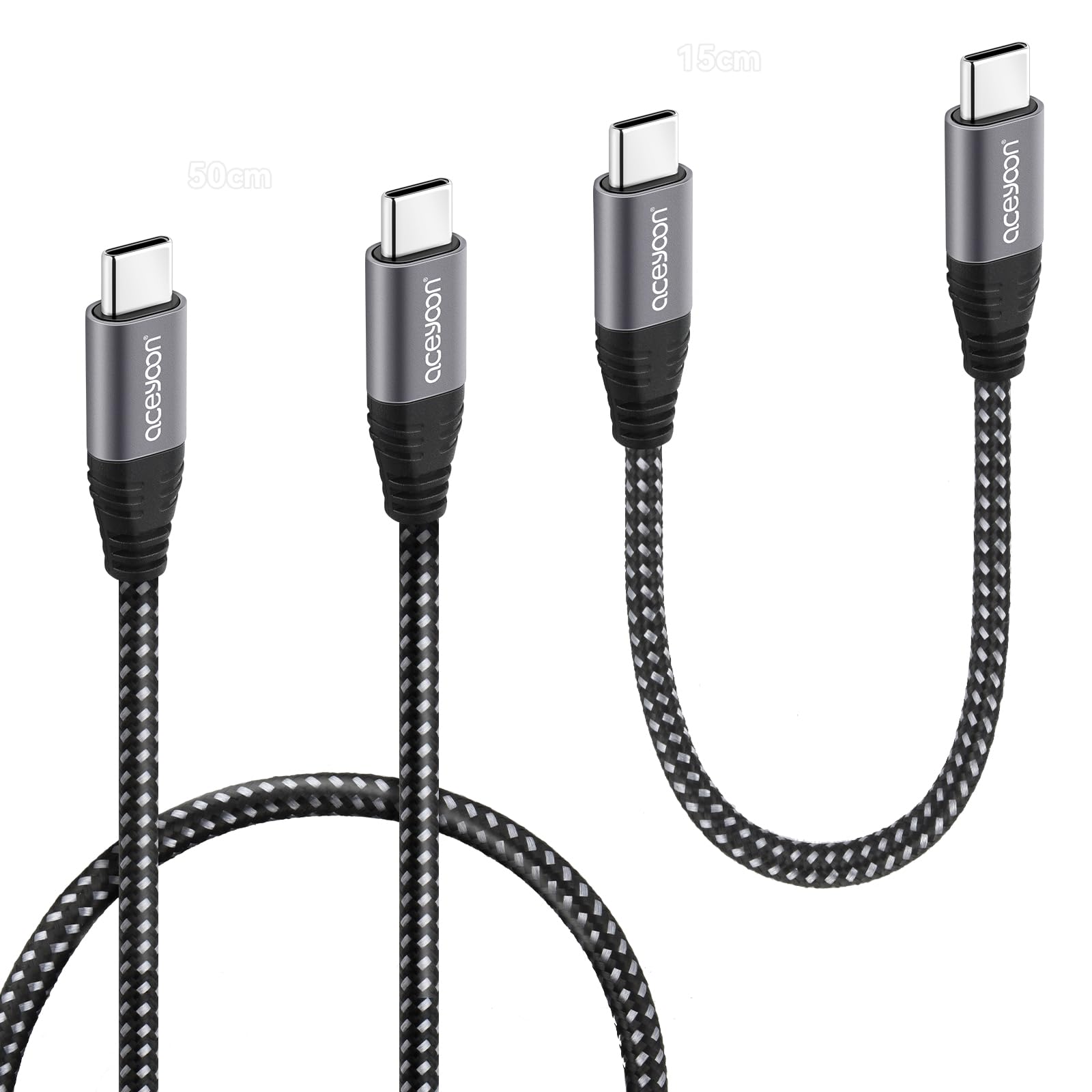 Amazon.co.jp: aceyoon USB C ケーブル 100W 15cm 50cm 短い 2本 USB3