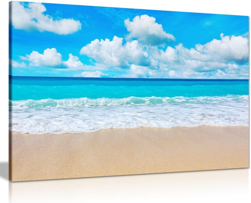 Beach Sand Sea & Sky Canvas Wall Art Picture Print (24X16) : Amazon.co ...