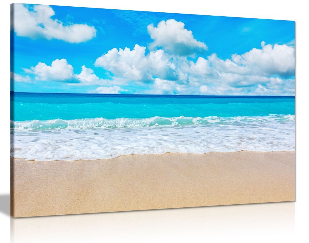 Panther Print Sea And Sky Beach Sand Sea & Sky Canvas Wall Art Picture Print (36X24)